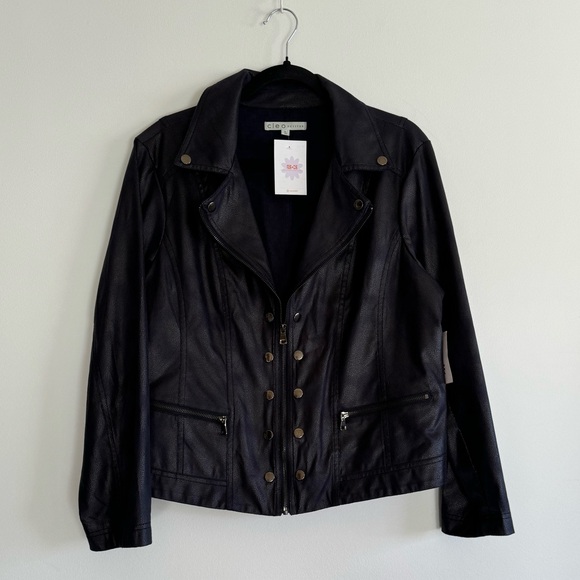 Cleo moto biker light weight navy fall jacket size XL - Picture 2 of 11